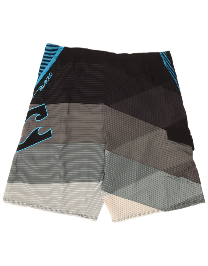 Billabong Mens Graphic Natação Shorts Poliéster Geométrico Preto Médio