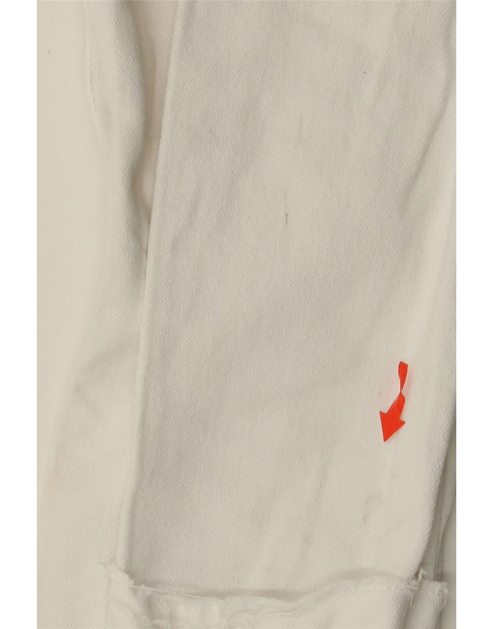 HOLLISTER Calça jeans feminina cintura baixa envelhecida W26 L28 algodão branco