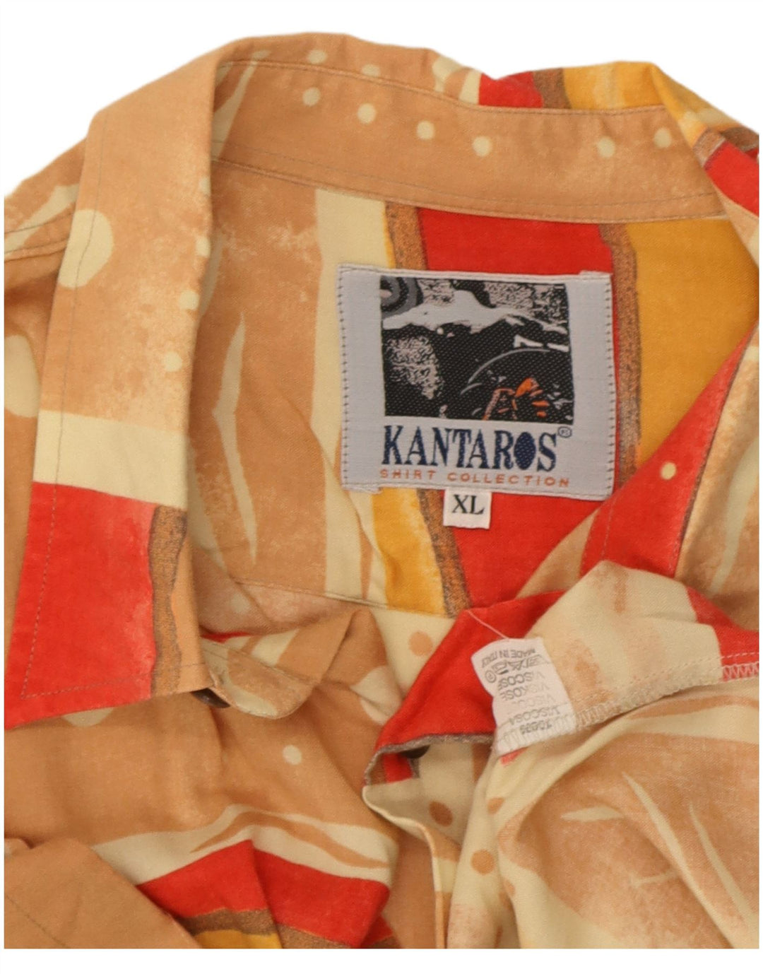 Camisa masculina de manga curta Kantaros XL multicolorida patchwork viscose