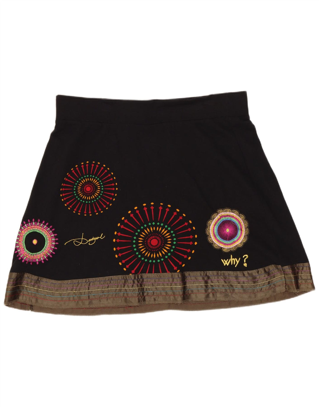 Mini saia feminina Desigual XL W36 preta geométrica