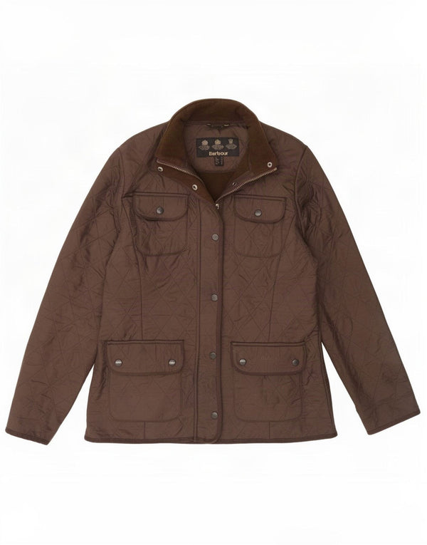 Barbour Womens Quilted Jacket UK 12 Medium Brown Polyester