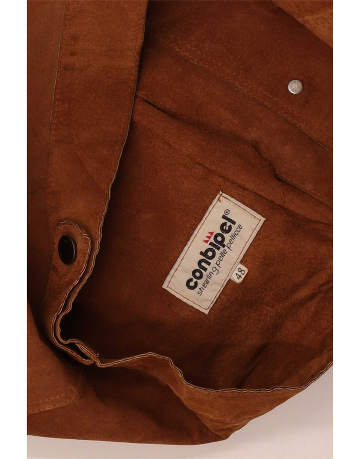 Jaqueta bomber masculina de camurça Conbipel IT 48 couro marrom médio clássico