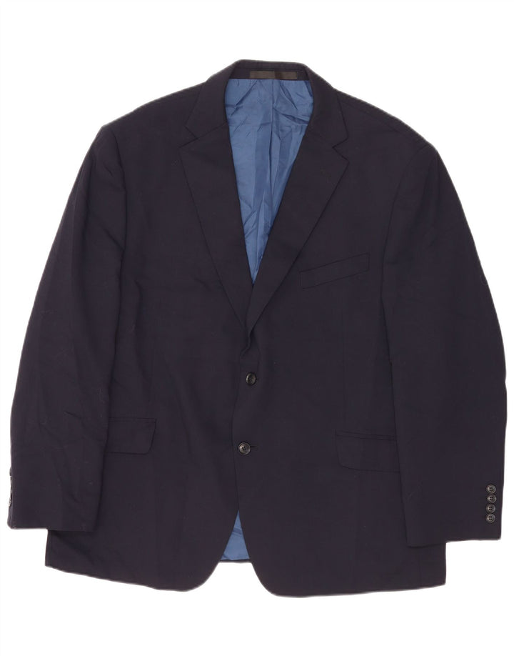 Jaqueta blazer masculina de 2 botões Marks & Spencer Reino Unido 46 3XL lã azul marinho