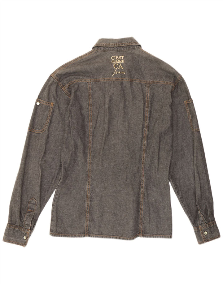 Camisa jeans feminina C'EST COMMECA Reino Unido 16 grande cinza