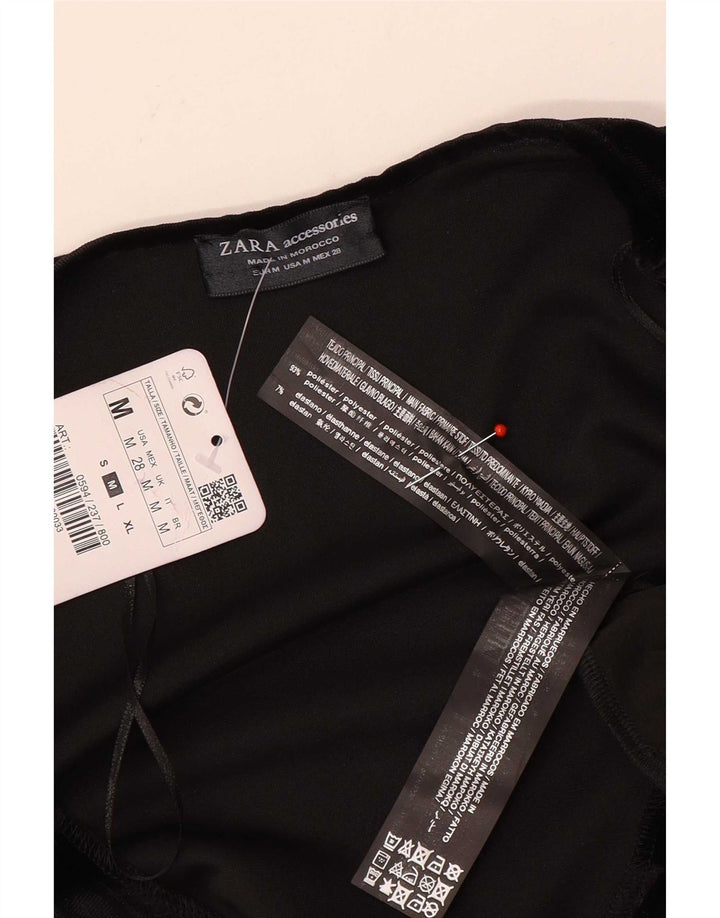 Macacão feminino Zara de manga comprida em veludo UK 12 bloco colorido preto médio