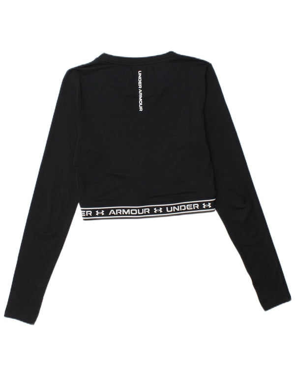 Under Armour Womens Crop Graphic Top Long Sleeve UK 10 Small Black