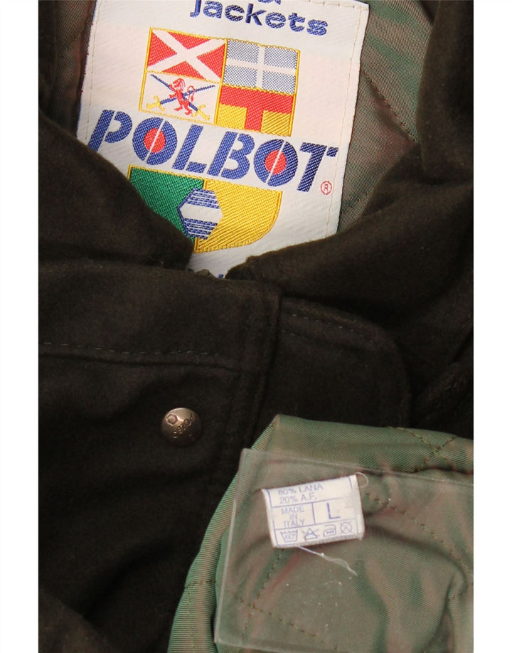 Sobretudo masculino POLBOT com capuz UK 40 grande lã cáqui