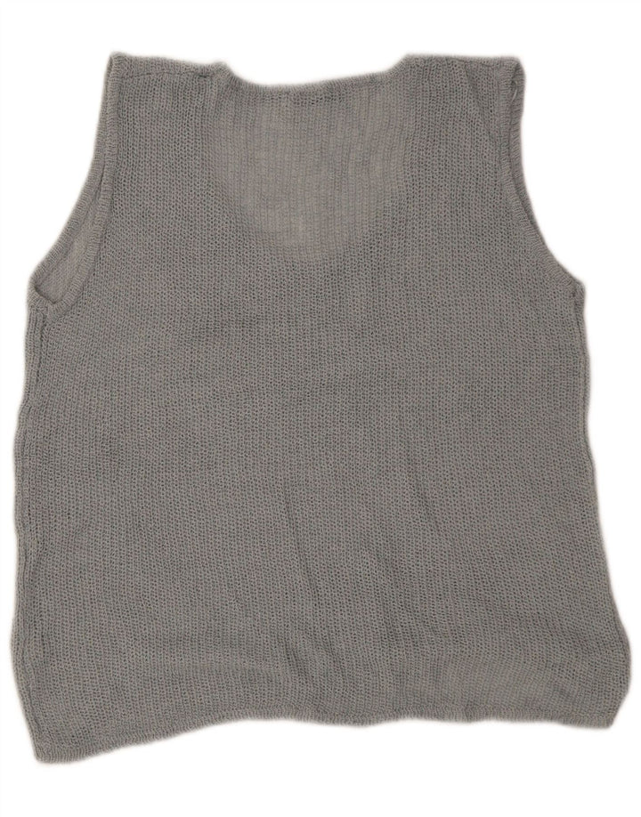 Zara Womens Oversized Vest Tank Top UK 14 Médio Cinza Acrílico