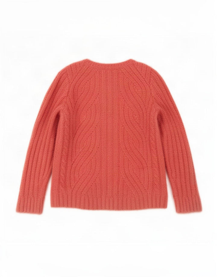 Suéter feminino Marks & Spencer com decote em V Reino Unido 12 poliéster rosa médio