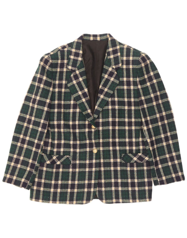 Jaqueta blazer feminina vintage com 2 botões IT 44 lã xadrez verde médio