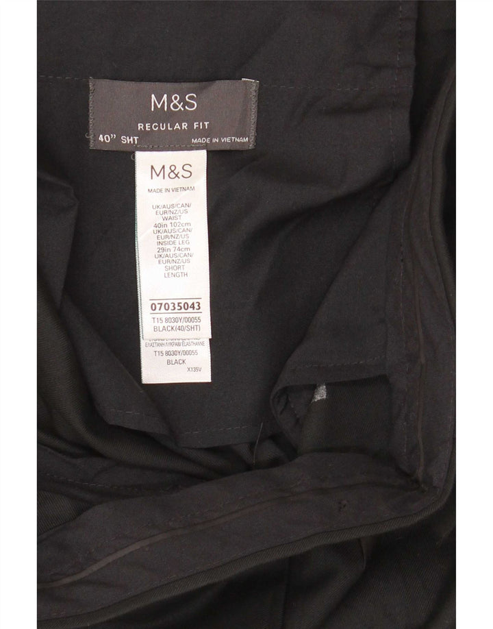 Calça masculina de ajuste regular Marks & Spencer W40 L29 poliéster preto
