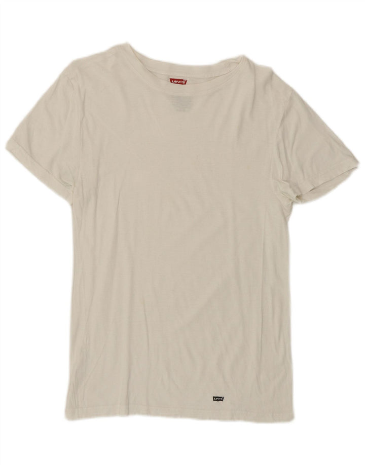 Camiseta masculina Levi's UK 34/36 pequena algodão branco