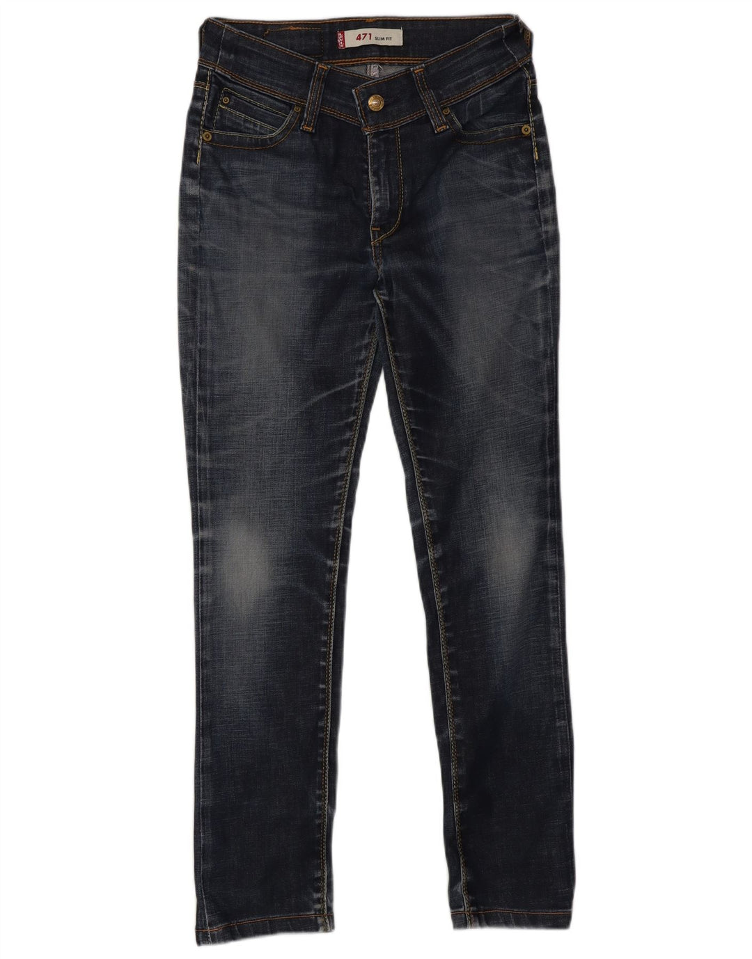 Calça jeans feminina Levi's 471 Slim W26 L34 azul algodão