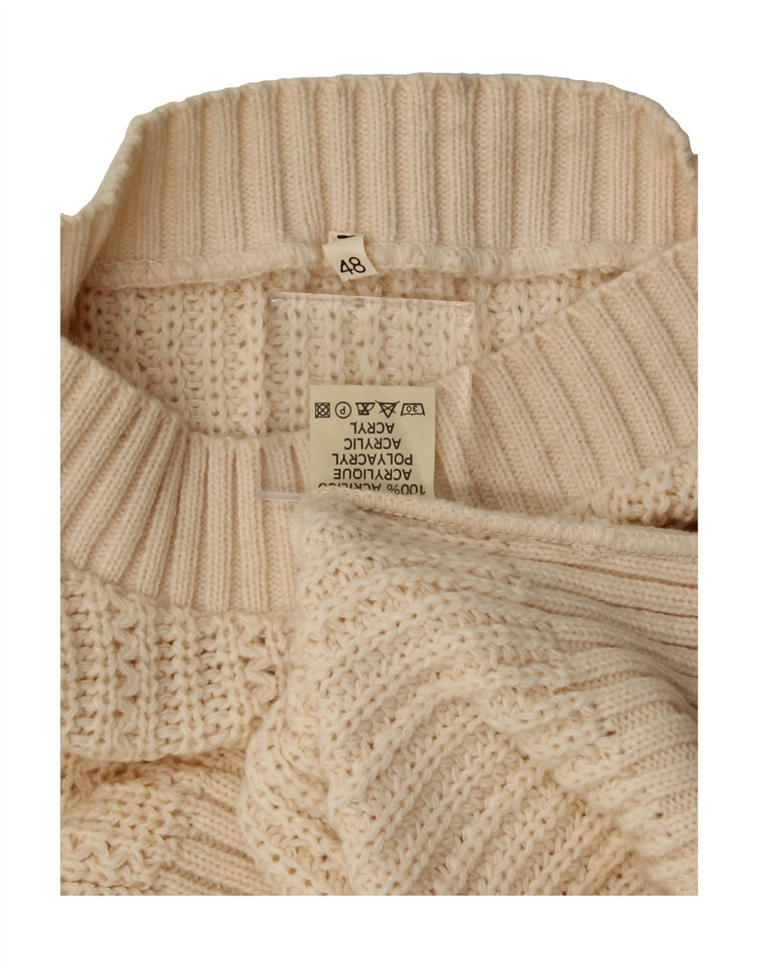 VINTAGE Womens Boat Neck Jumper Sweater IT 48 XL Off White Acrylic Vintage Vintage and Second-Hand Vintage from Messina Hembry 