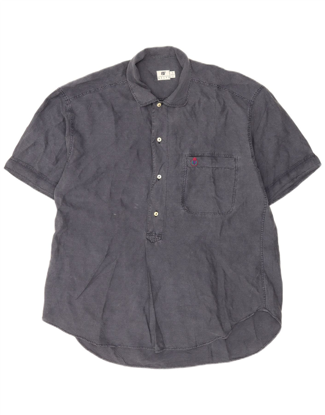 Belfe & Belfe Camisa pulôver masculina de manga curta seda cinza médio