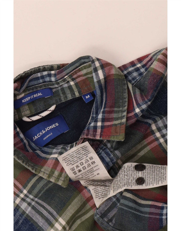 Camisa masculina de flanela Jack & Jones algodão xadrez verde médio