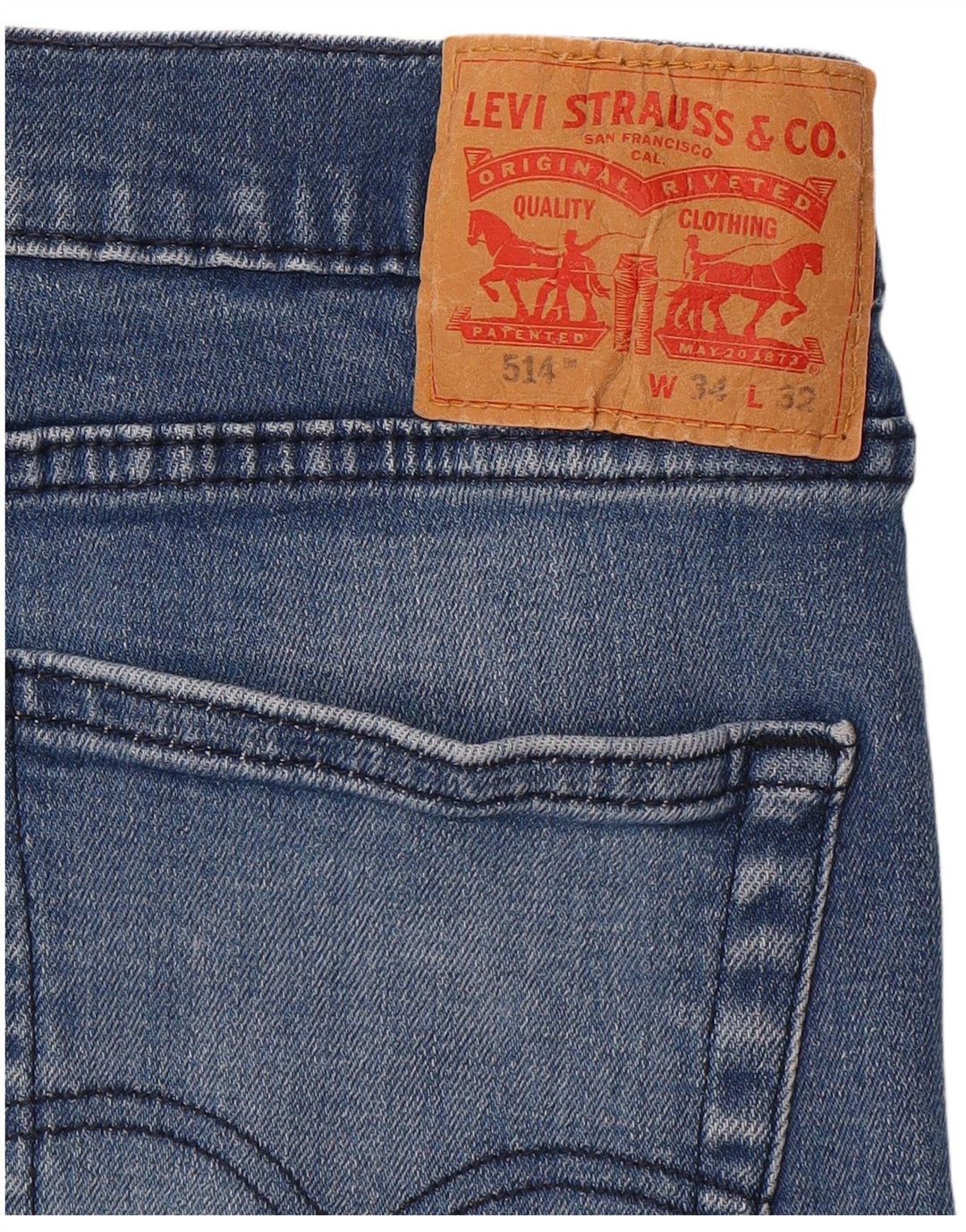 LEVI'S Masculino 514 Straight Jeans W34 L29 Azul Algodão