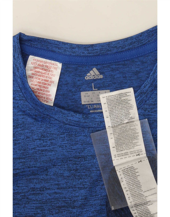 Camiseta Adidas Boys Climalite Top 13-14 Anos Grande Poliéster Azul Manchado