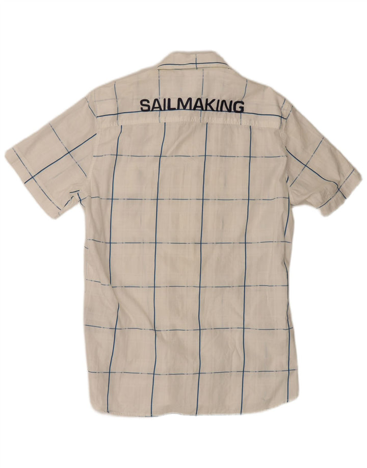 NORTH SAILS Camisa masculina gráfica de manga curta grande algodão xadrez branco