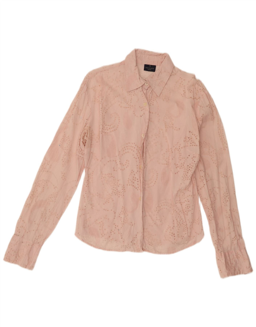 Blusa feminina Trussardi transparente Reino Unido 14 rosa médio