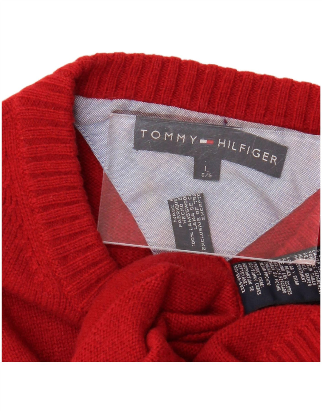 Suéter masculino TOMMY HILFIGER com gola redonda, grande lã vermelha