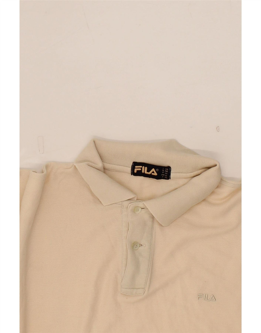 FILA Mens Polo Shirt Medium Beige Cotton Vintage Fila and Second-Hand Fila from Messina Hembry 