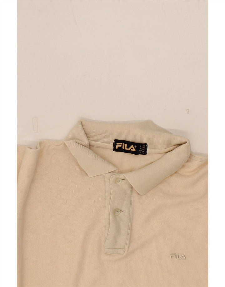 FILA Mens Polo Shirt Medium Beige Cotton Vintage Fila and Second-Hand Fila from Messina Hembry 