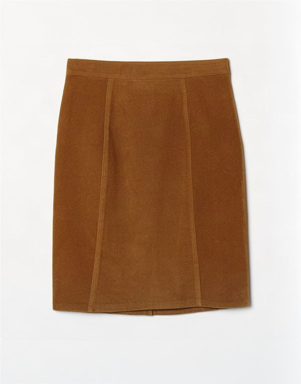 Saia feminina vintage de camurça de cintura alta IT 50 XL W32 couro bege