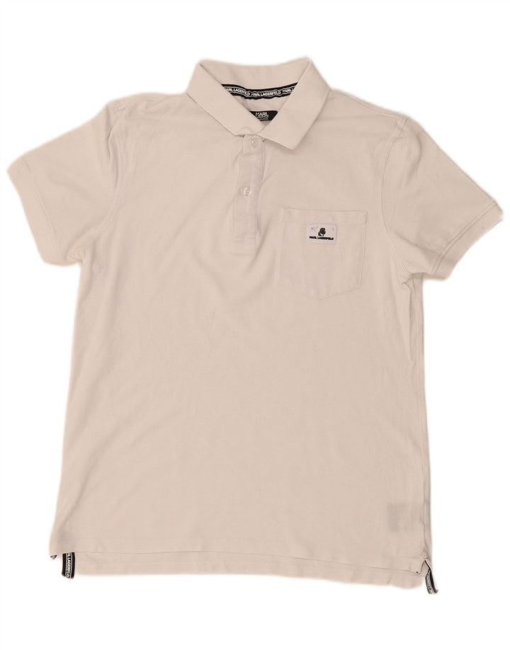 Camisa polo masculina Karl Lagerfeld de algodão branco médio