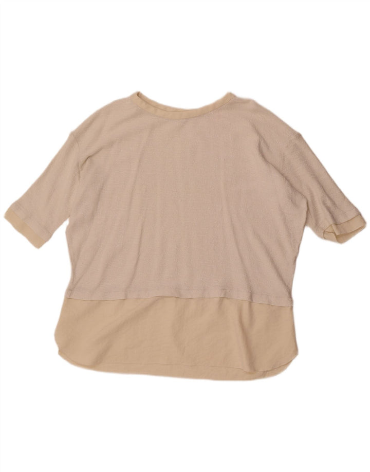 Zara Womens Oversized T-Shirt Top Reino Unido 16 Grande Branco