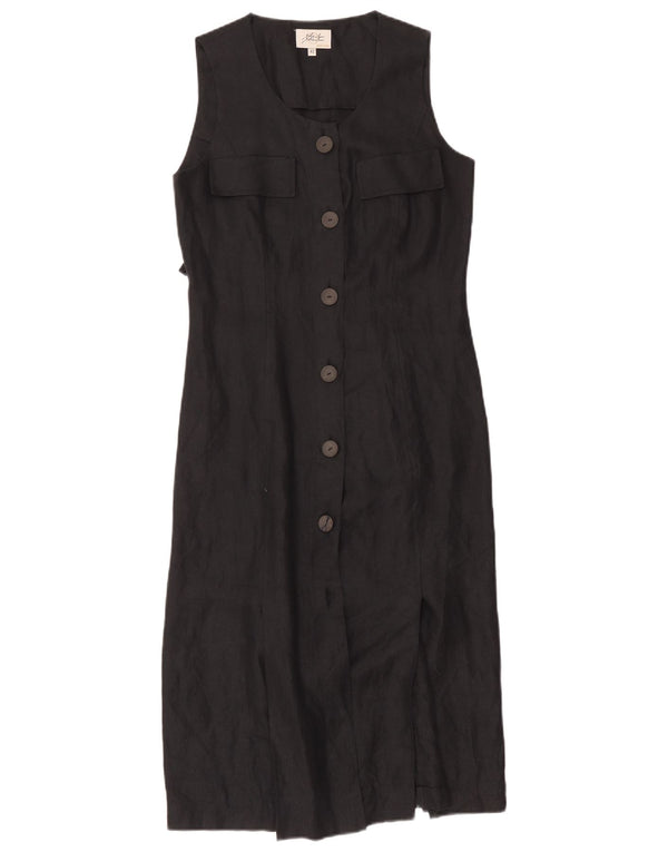 Vestido camisa feminino vintage sem mangas IT 42 espinha de peixe preto médio