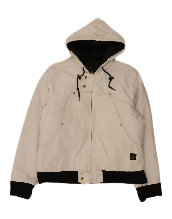 Jaqueta bomber masculina com capuz Richlu UK 40 grande algodão branco