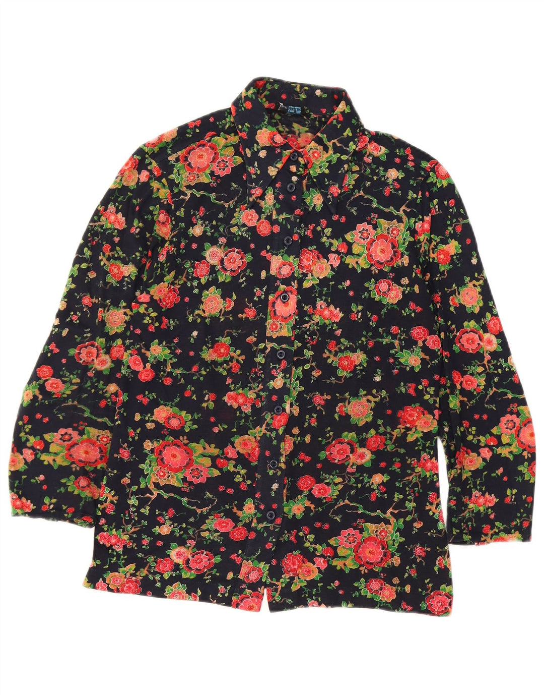 Camisa feminina AMBASSADOR UK 10 pequena azul marinho floral