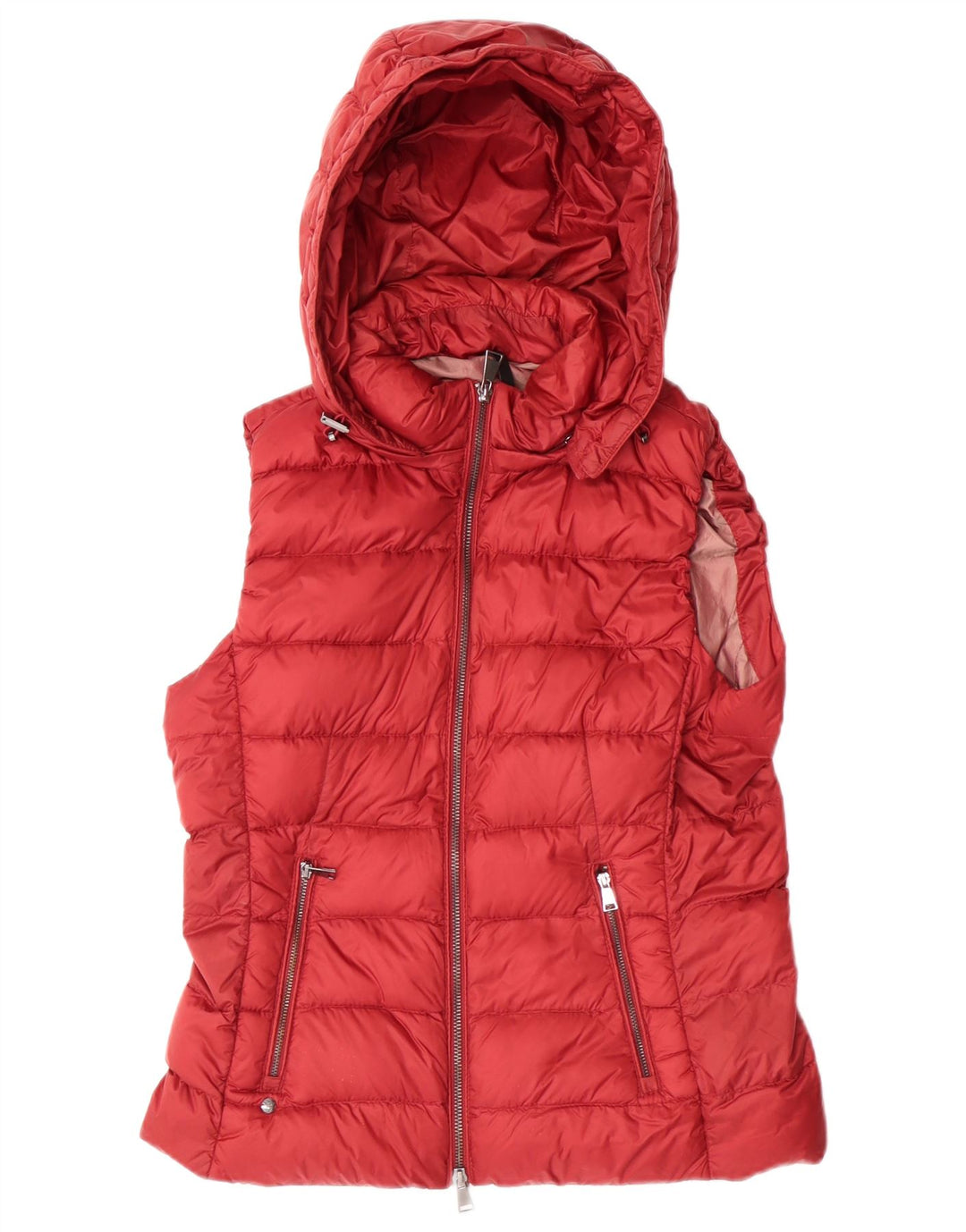Colete acolchoado com capuz feminino MASSIMO DUTTI Reino Unido 12 Médio Borgonha