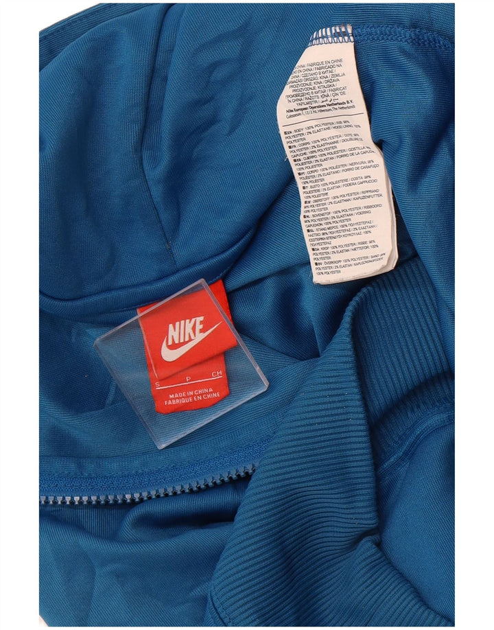 Suéter NIKE masculino com capuz e zíper pequeno azul poliéster