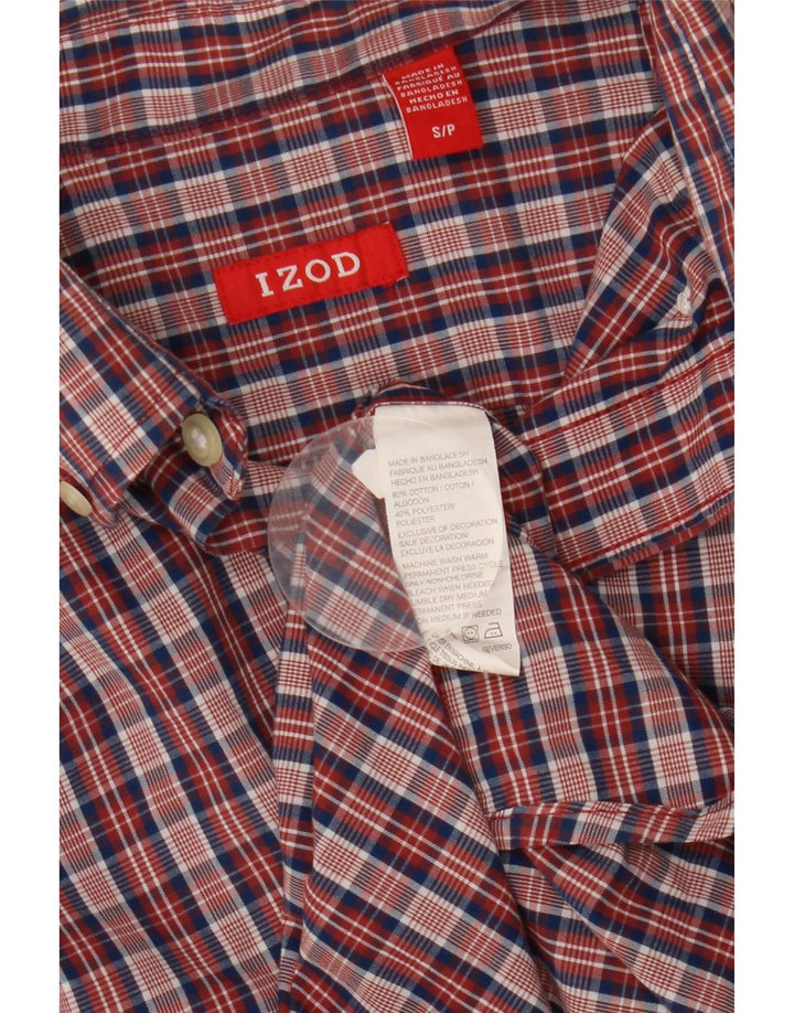 Camisa masculina IZOD pequena xadrez vermelha de algodão