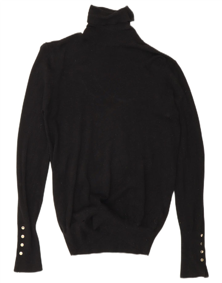 Zara Suéter feminino com gola redonda e gola alta Reino Unido 12 médio preto
