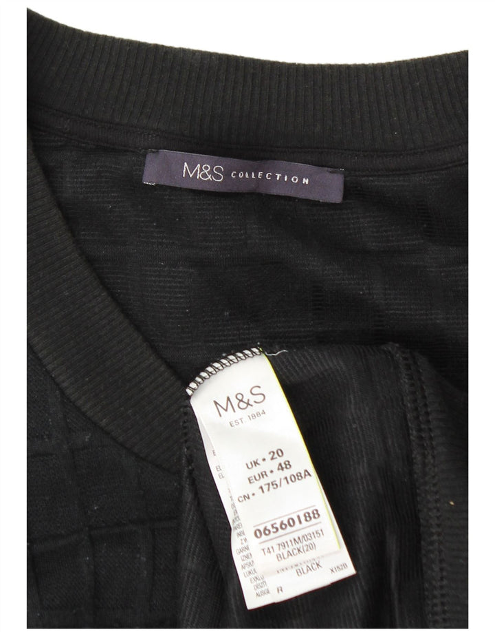 Jaqueta feminina de agasalho Marks & Spencer Reino Unido 20 2XL poliéster xadrez preto