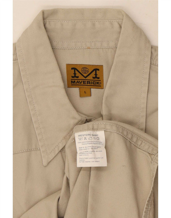 Camisa masculina ocidental MAVERICK algodão bege grande