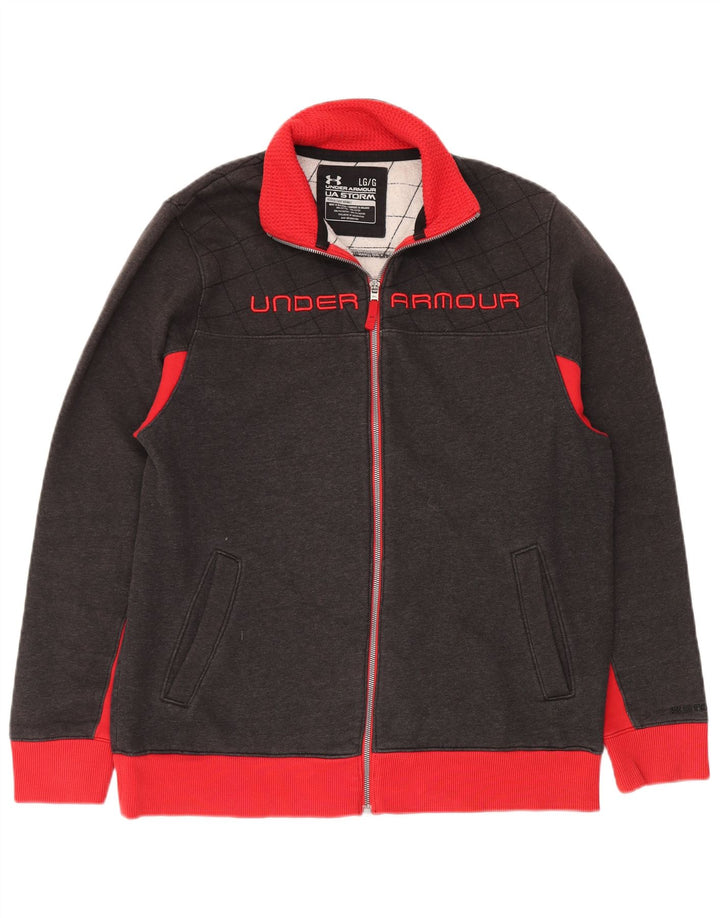 Under ARMOR Jaqueta masculina de treino regular fit grande bloco colorido cinza