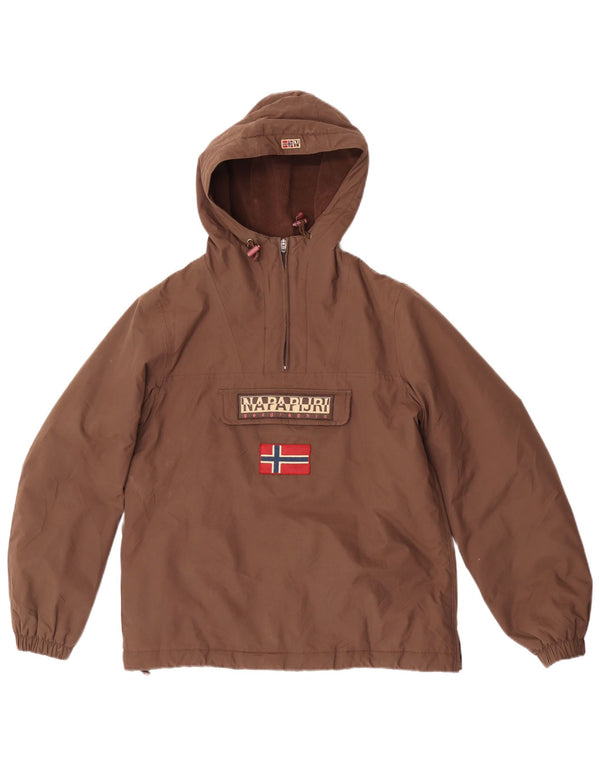Jaqueta Anorak masculina com capuz geográfico Napapijri Reino Unido 36 pequeno marrom