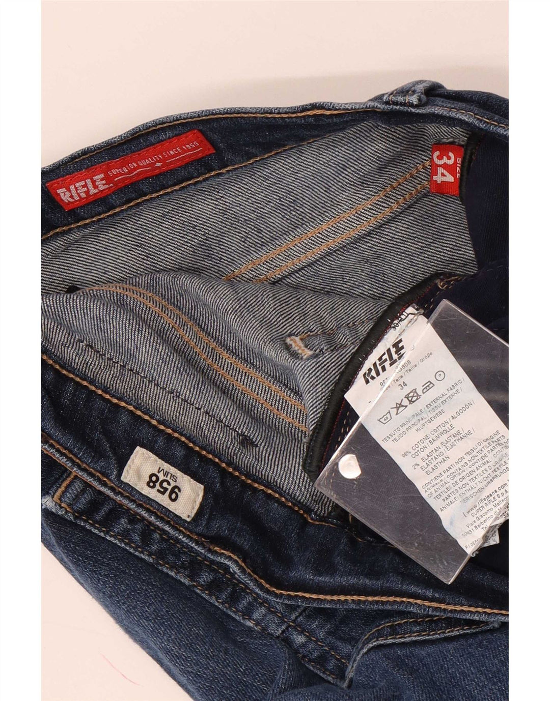 Rifle Jeans Slim Masculino W34 L33 Azul Algodão