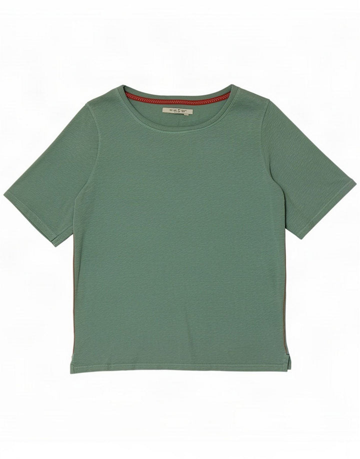 Camiseta feminina White Stuff UK 12 algodão verde médio
