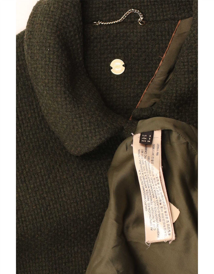 Sobretudo feminino Massimo Dutti grande tamanho UK 10 lã cáqui pequena