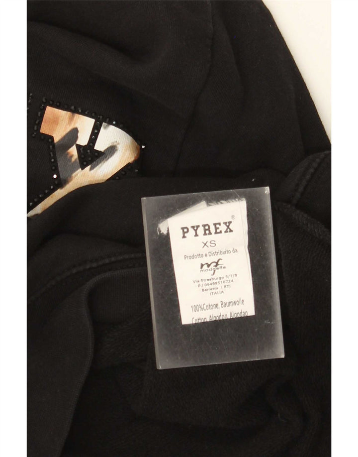 Suéter gráfico feminino Pyrex UK 6 XS algodão preto