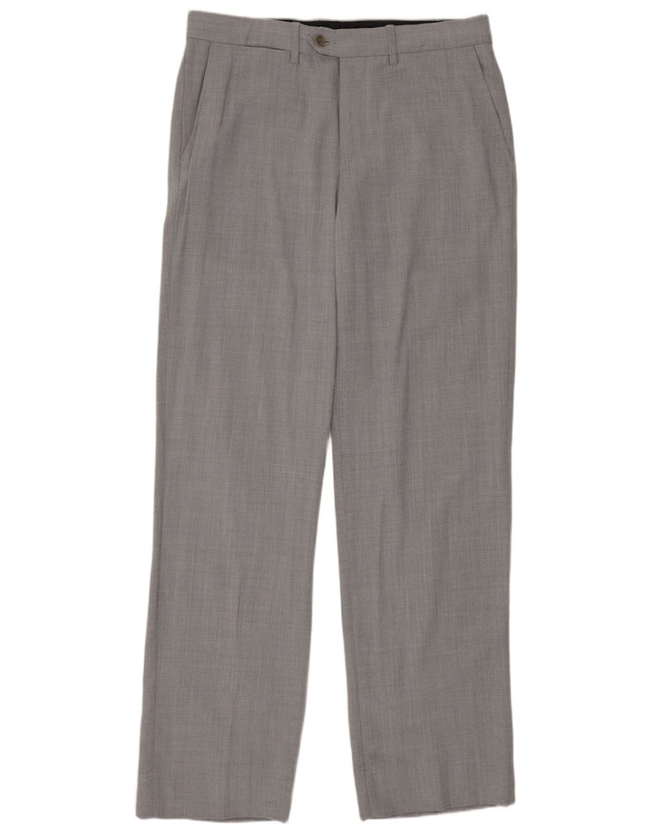 Calça masculina Zara Straight Suit EU 40 Médio W31 L33 Lã Cinza
