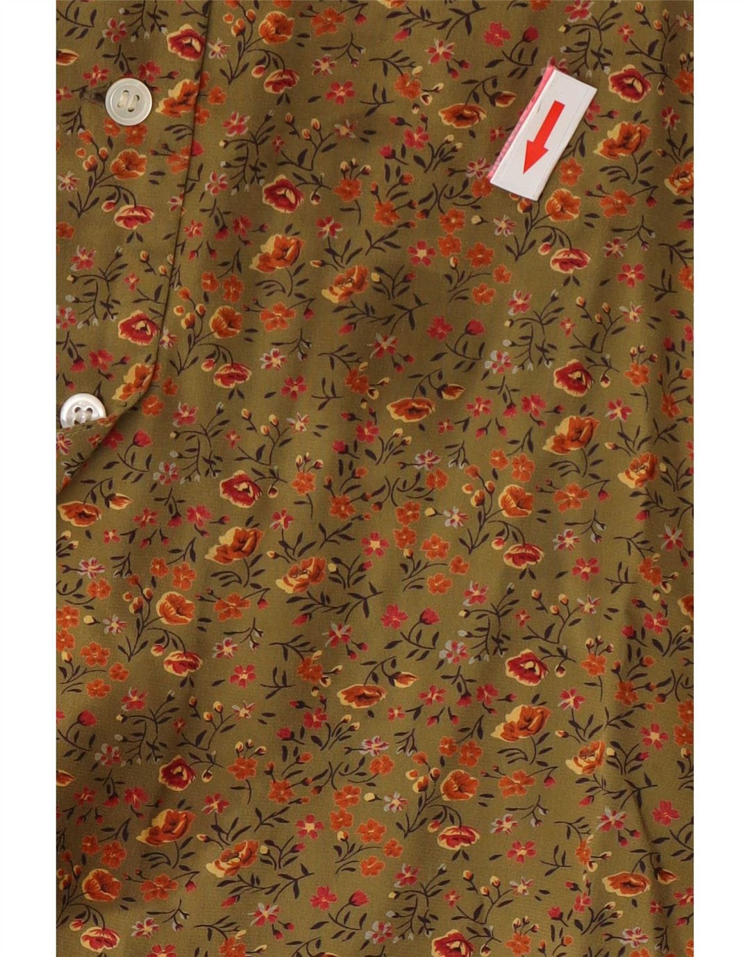 Blusa feminina balão balão UE 38 médio cáqui floral seda