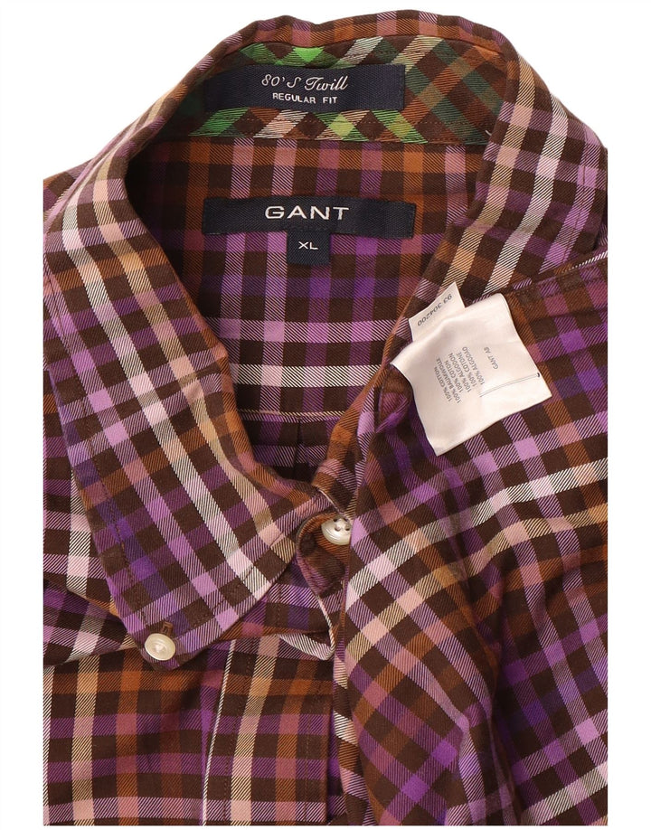 Camisa masculina Gant Regular Fit XL algodão guingão roxo
