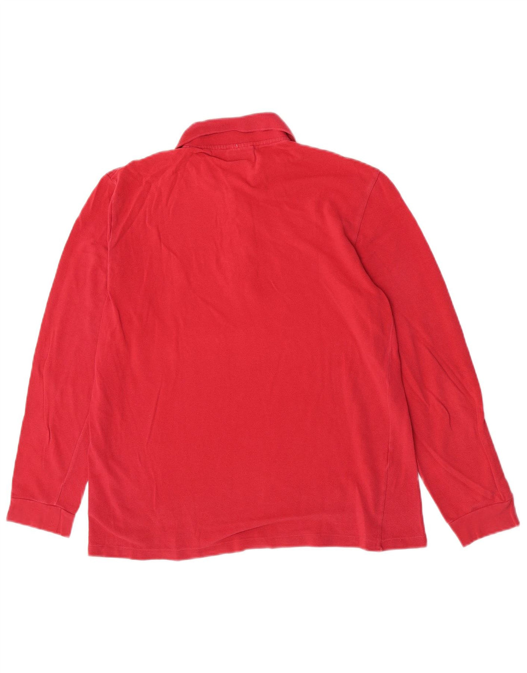 Camisa polo masculina de manga comprida Lacoste tamanho 4 médio algodão vermelho