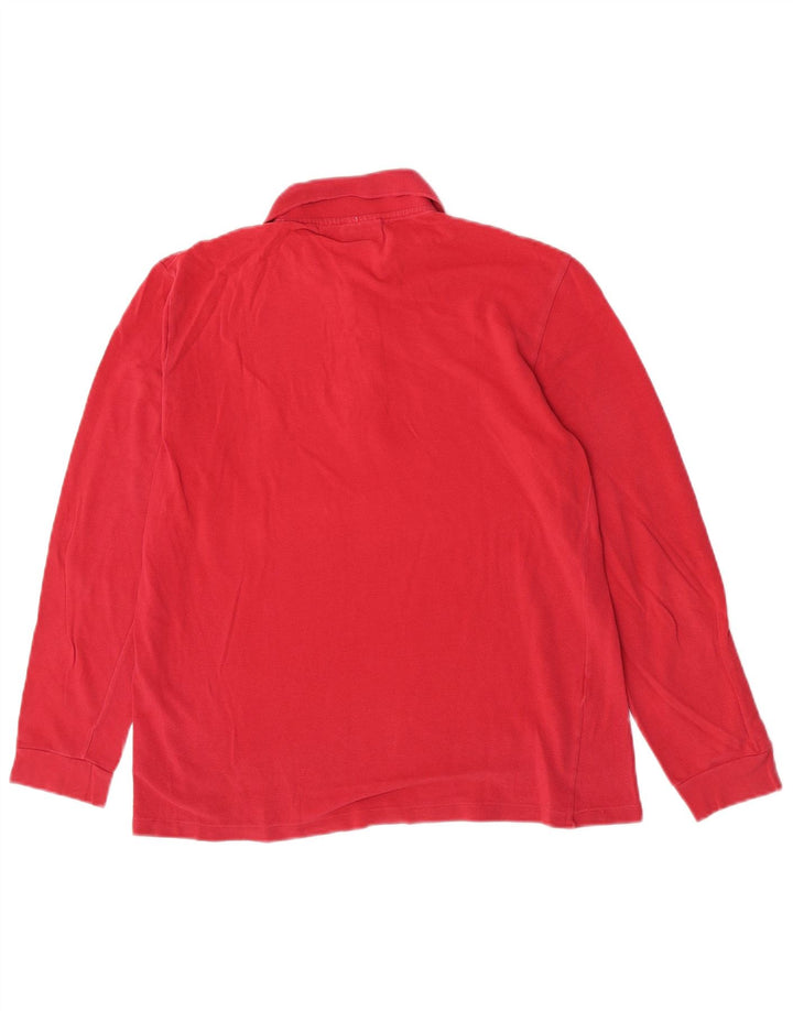 Camisa polo masculina de manga comprida Lacoste tamanho 4 médio algodão vermelho